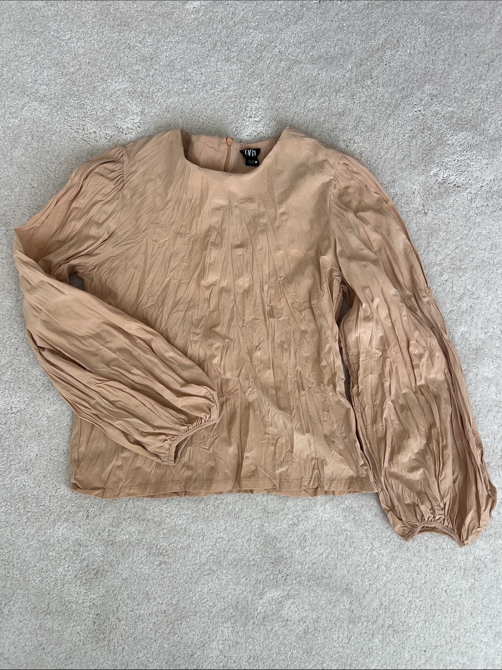 Zara textured long sleeve beige Blouse